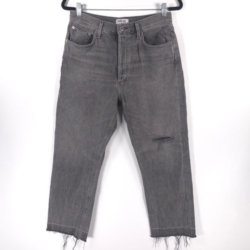 AGOLDE Riley Slim Twisted Grigio Bottone Fly Distressed A056-842 MADE IN USA Taglia 30 - Foto 3 di 13