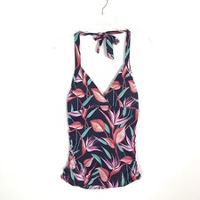 Tommy Bahama Birds Of Paradise Halter Cup Swim Tankini Top Ruched Size Medium