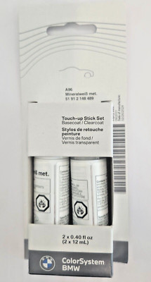 OEM BMW Touch Up Paint Stick Set - A96 Mineral White Metallic - 51912148489
