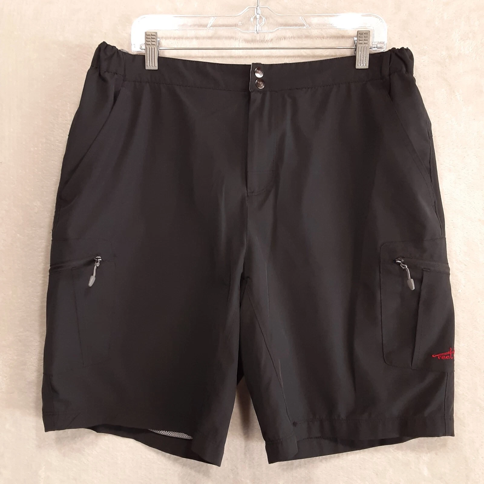 Reel Legends Mens Performance Fishing Shorts Sz.L-8" Inseam/Black/Cargo/Mesh