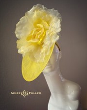 Aimee Fuller Kentucky Derby Hat Couture Yellow Rose Royal Ascot Fascinator Hat