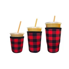 3-Pack Iced Coffee Sleeve SET OF 3 - Buffalo Plaid