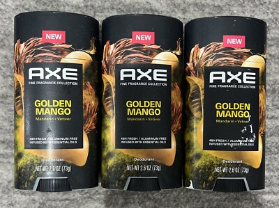 3 Pack AXE Fine Fragrance Collection Golden Mango Mandarin+ Vetiver Deodorant