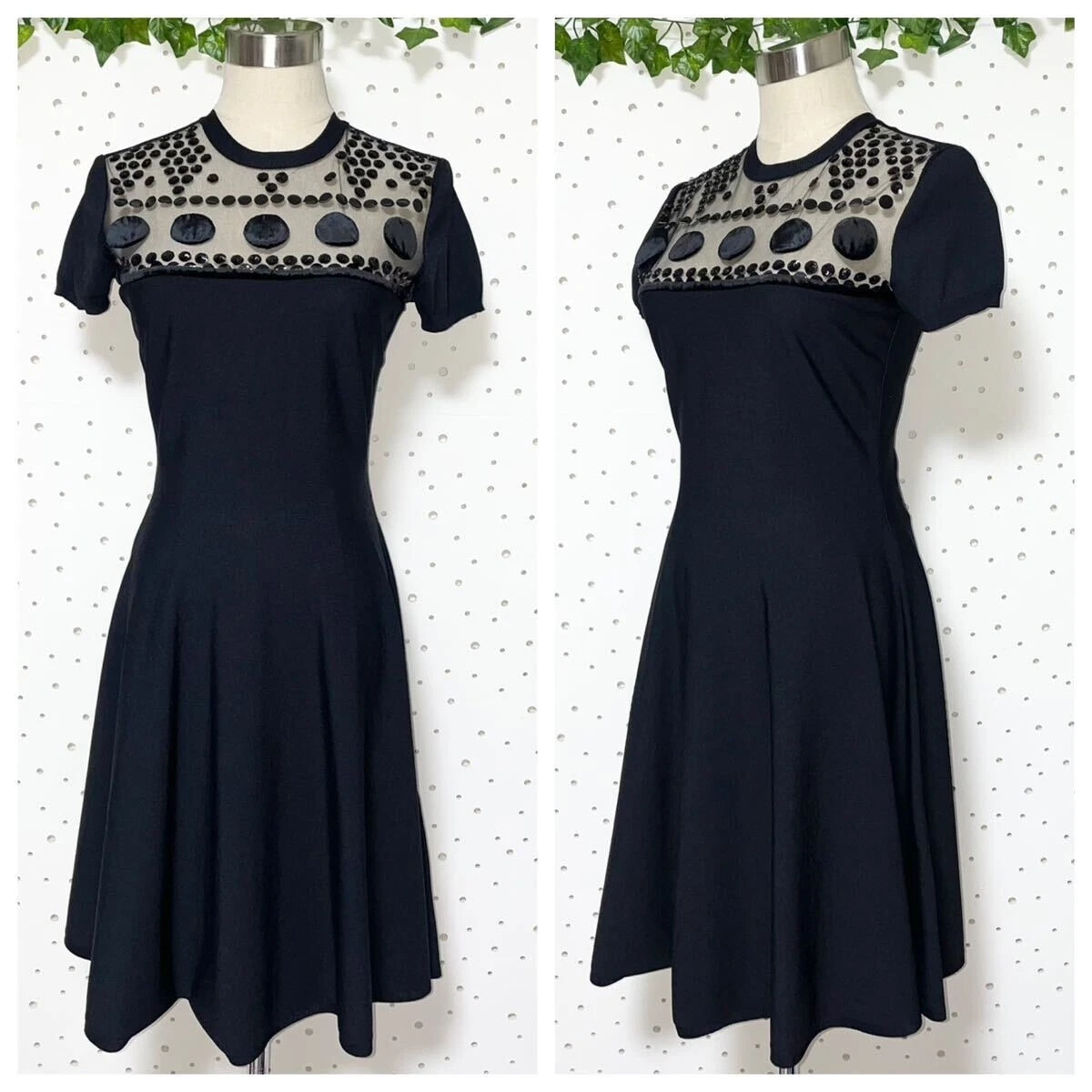 Abito trasparente velluto paillettes decorazione top line originale Valentino nero S