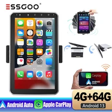 4G+64G 10'' Single 1 DIN Carplay Android 13 Car Stereo Radio Rotatable GPS WIFI
