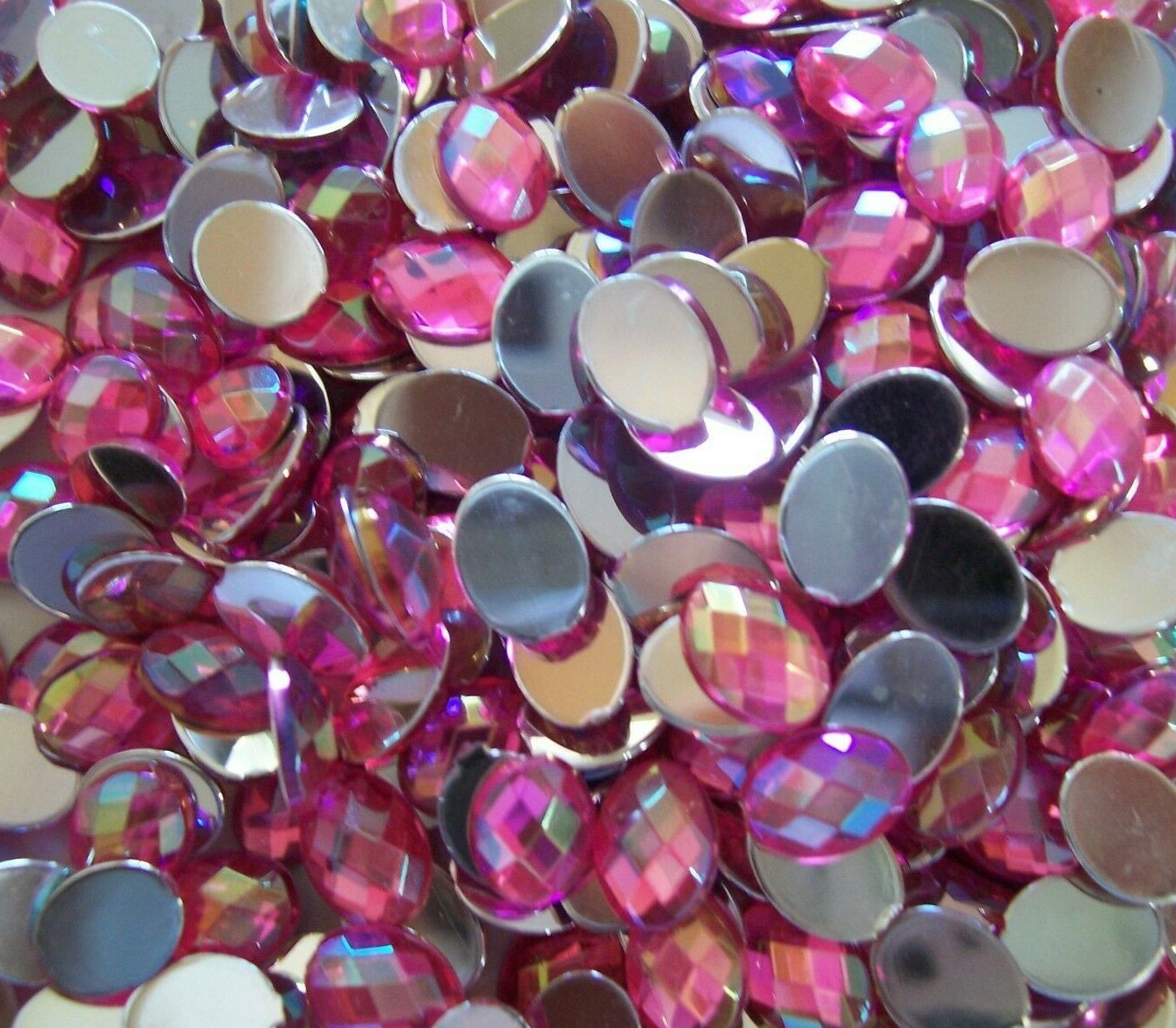50 x Oval shaped Resin Nail Art Gems Embellishments Pink and Purple