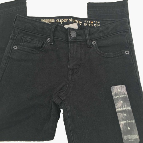 New Gymboree Super Skinny Girls Black Denim Jeans Pants Adjustable Waist - Picture 2 of 5