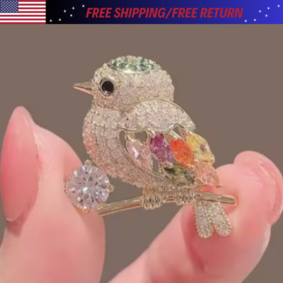 Shiny Rhinestone Cute Bird Corsage Brooch Decorated Clothing Lapel Pin Women New