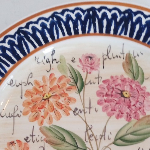 Vietri Italy Handmade Ceramic Floral Plates Cobalt Blue Trim Sold Individually - Picture 3 of 9