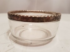 Glass Candy Bowl with Silverplated Rim and Spoon