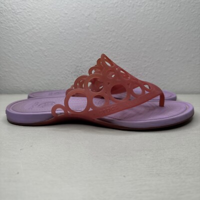 Crocs Adrina Bubbles Women's Pink Lilac Jelly Thong Flip Flop Sandals Size 10