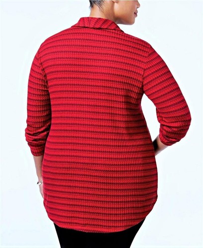Style & Co Suéter Rojo Rayas Capucha Cuello Mangas Largas Gofre Tejido Más 1X Nuevo con Etiquetas - Imagen 2 de 5