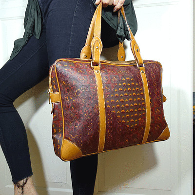 Original Escada laptop bag handbag paisley print leather bag handbag Vintage