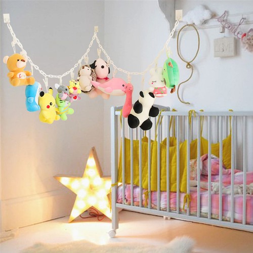 2M Plush Toy Storage Chain Wall Hat Ragdoll Display Stand With 20 Clips For Toys - Picture 3 of 10