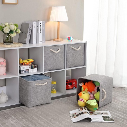 Mangata Aufbewahrungskorb 30x30x30 cm, Faltbar, Grau, 3er Set - Bild 5 von 7