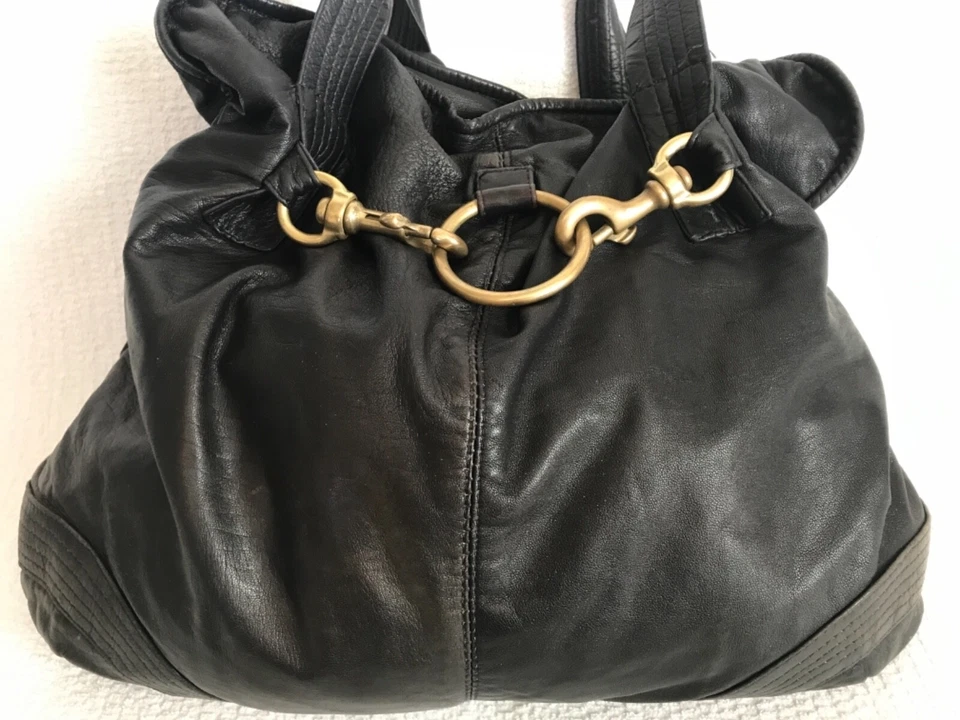 Bolso de Mano Cartera Bolso de Mano Cuero Latón Morgan Oakley Exótico Grande Foto 3 de 4