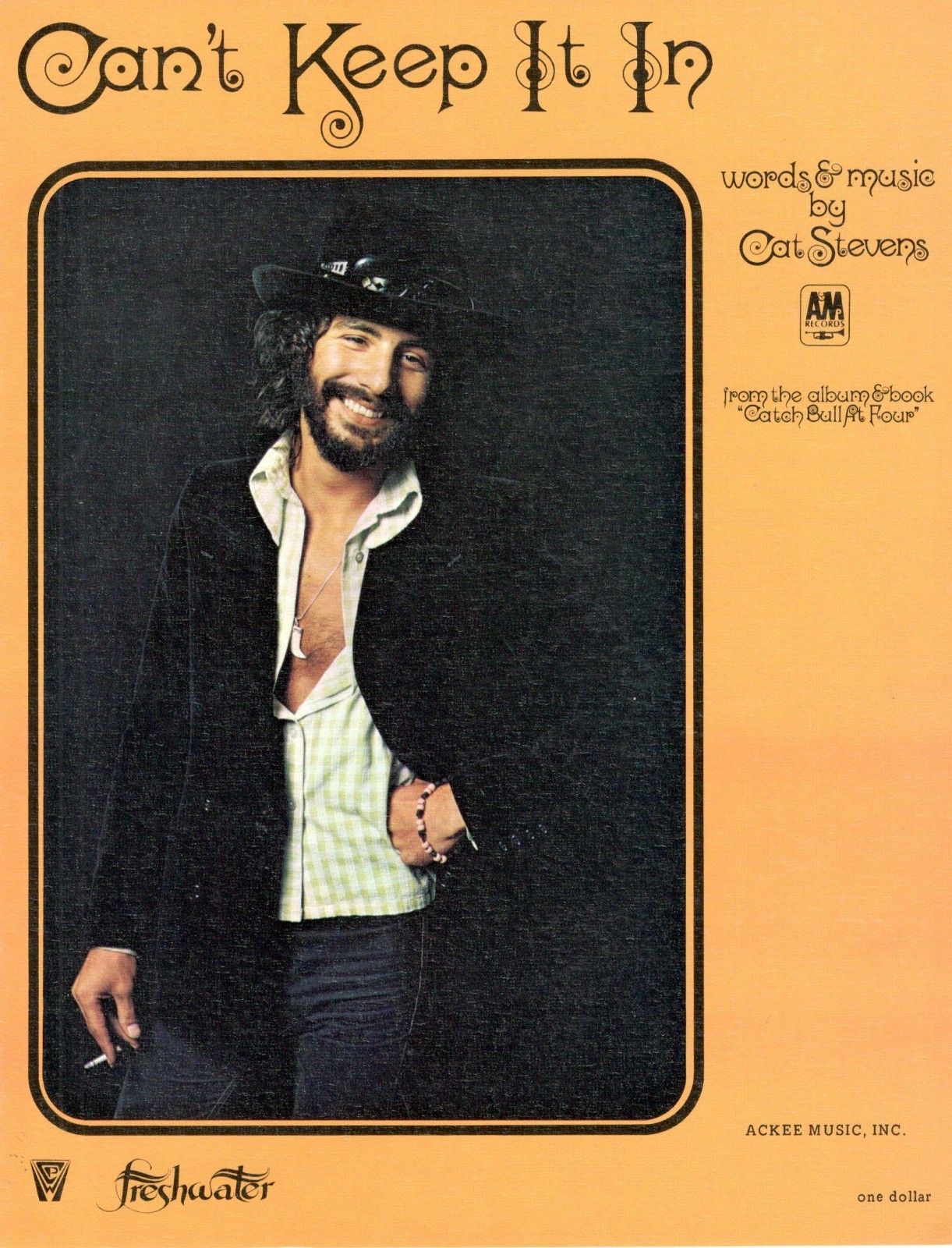 CAT STEVENS-CAN'T KEEP IT IN-SHEET MUSIC-PIANO/VOCAL/GUITAR/CHORDS-1972