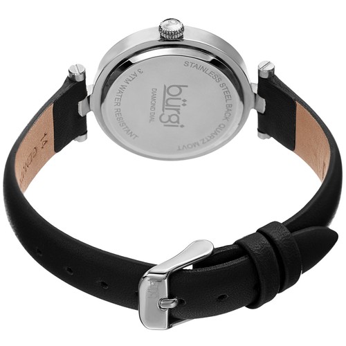 Women's Burgi BUR196 Diamond Markers Argyle Pattern Dial Leather Strap Watch - Picture 21 of 21