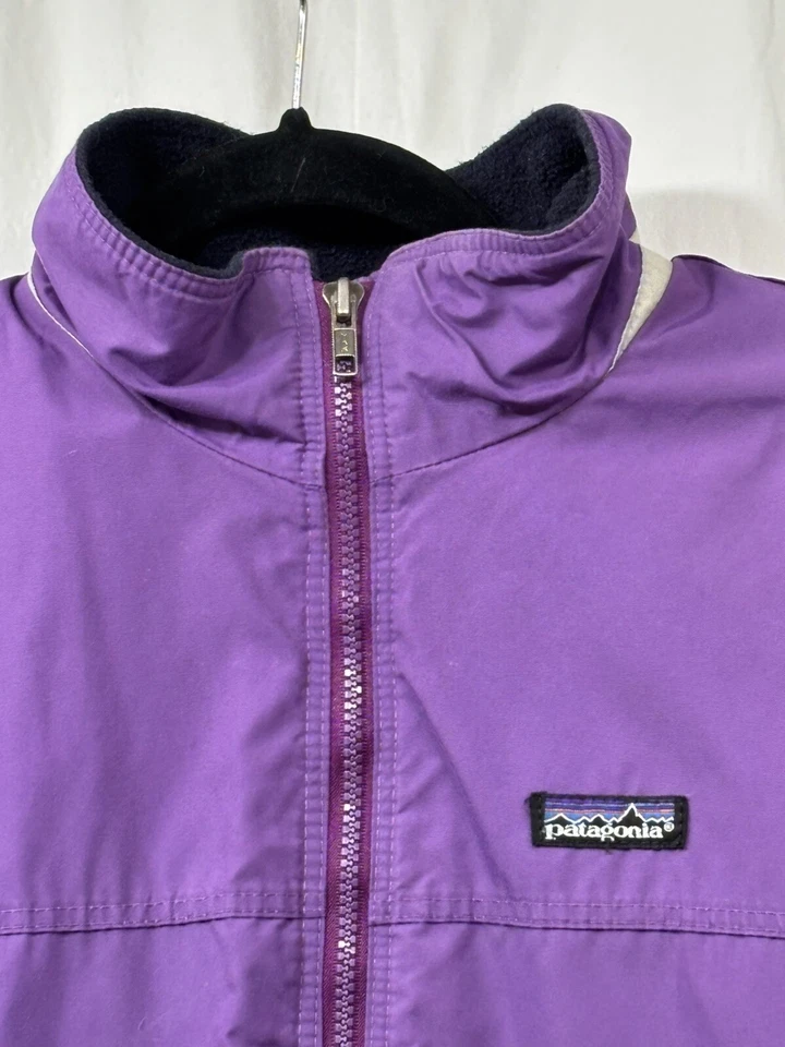 Patagonia Purple 1990s Vintage Windbreaker Fleece Lined Zip Snow Jacket Kids 14 - Image 3 of 4