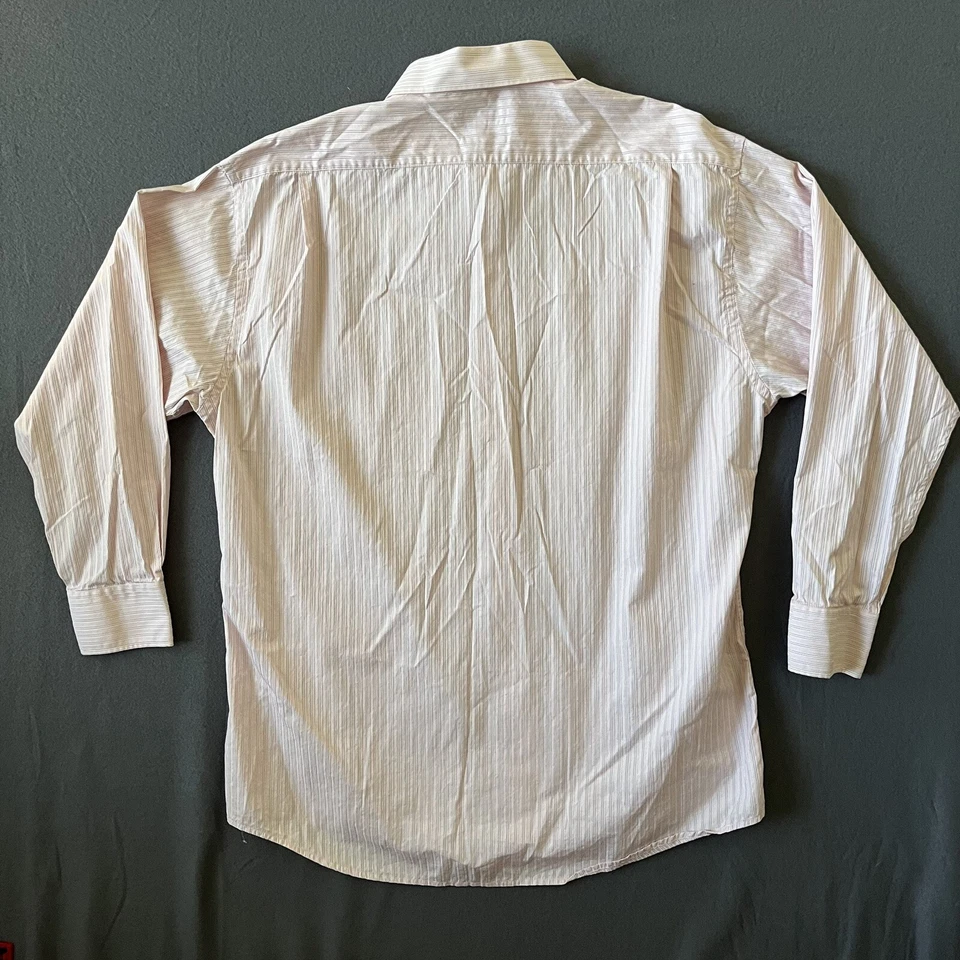 Camisa de vestir Bachrach para hombre 18 1/2 34/35 rosa a rayas manga larga abotonada Foto 3 de 4