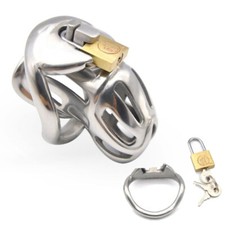Male Chastity Cage Lock Belt Device Stainless Steel Restraint 2 Sizes Cage BDSM