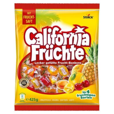 California Früchte 425g   Gefüllte Bonbons mit Fruchtsaft   4 fruchtige Sorten