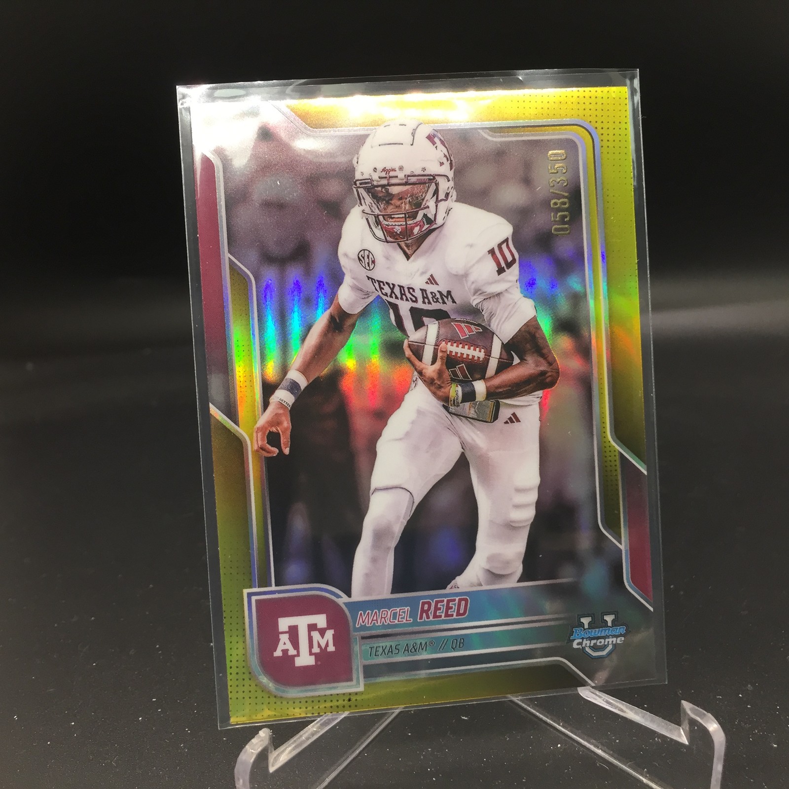 Marcel Reed 2025 Bowman U Chrome Yellow Refractor 133 #/350 Texas A&M