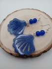 Blue Dangle Earring In Sea Shell Design Handmade — photo 3