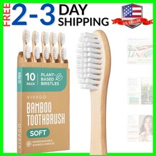 Bamboo Toothbrushes 10 Pack   Natural Toothbrushes, Plant-Based Soft Bristles...