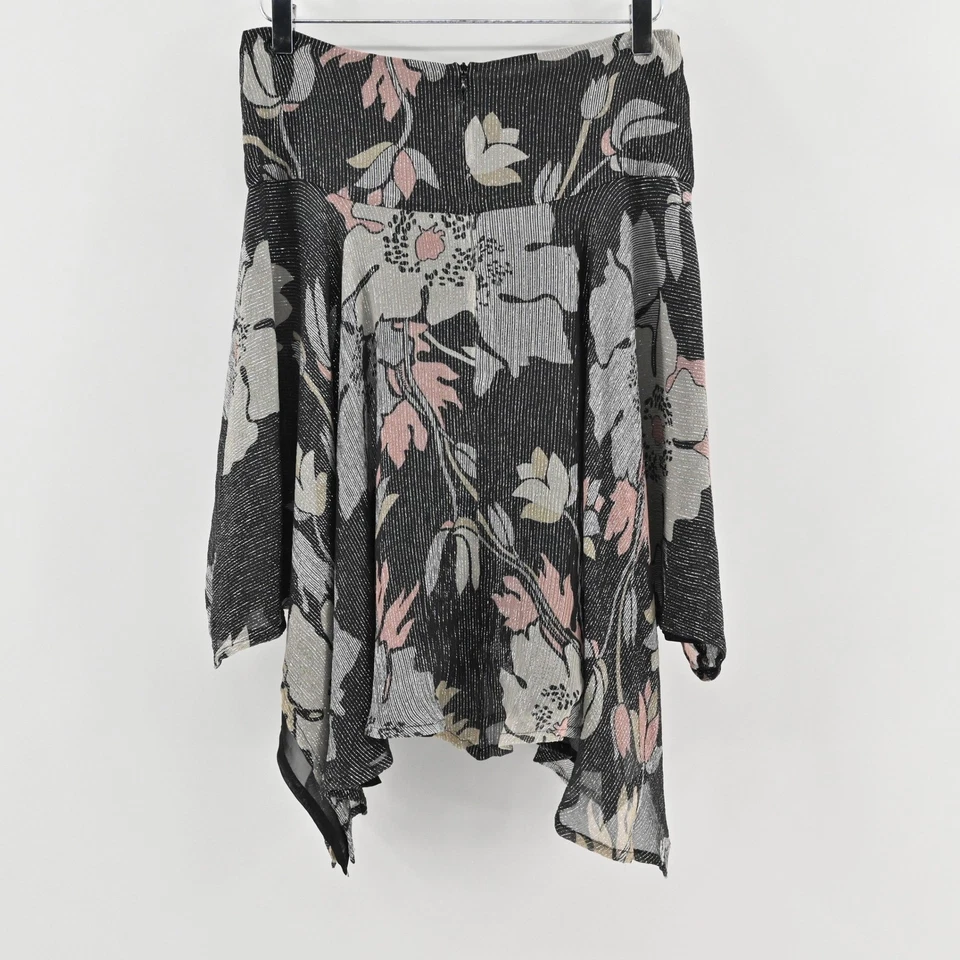Falda asimétrica vintage Y2k French Connection seda talla 6 hada floral metálica Foto 3 de 4