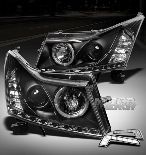11-14 CHEVY CRUZE HALO LED BLACK PROJECTOR HEAD LIGHTS LAMP W/DRL BUMPER SIGNAL - Bild 1 von 4