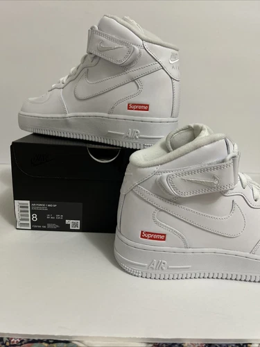 [FZ8784 100] NIKE X SUPREME AIR FORCE 1 MID SP BLANC taille 8 neuve