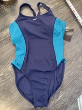 NWT Nike Women's Swim Color Surge Powerback 1 Piece Swimsuit Green/Blue Medium