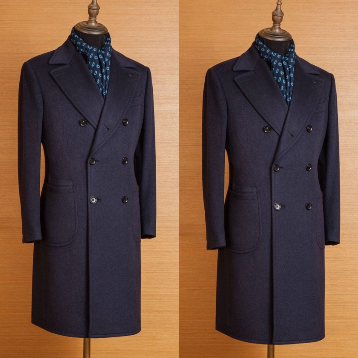 Business Men's Overcoat Suit Double Breasted Outdoor Black Long Jacket Office