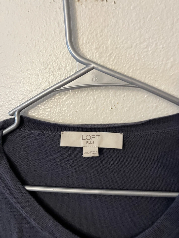 Vtg. Loft Plus womens  3/4 sleeve cardigan sweater sz. 20W/22W preppy Blue - Image 3 of 4