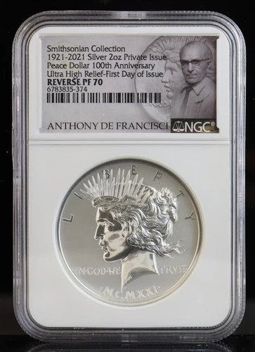 Smithsonian Collection 2021 2oz Peace Dollar 100TH Anniversary Issue NGC PF70
