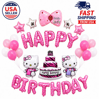 Hello Kitty Birthday Party Decorations Set Balloons Banner Cake Toppers Supplies