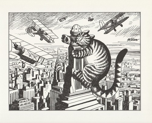 Kliban Cat Art Print King Kong Cat Vintage Lithograph Cartoon Kitty Kitten