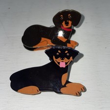 2 Dog Dachshund Claw Hair Clips Brown