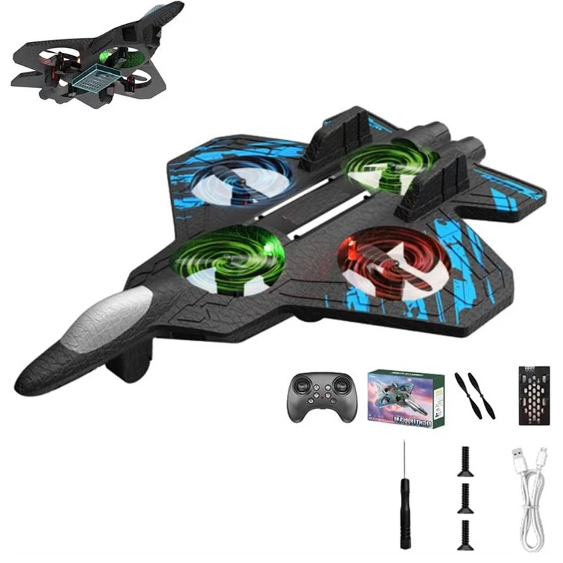 Skyriders Rc Jet, Rc Stunt Fighter Jet Toy for Kids with 360° Flips & LED Lights - Image 2 of 4