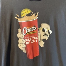 Raising Cane’s Ice T Black Graphic T-Shirt Men or Women Large Charcoal Soft