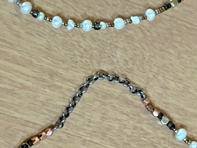 Collana Lunga Silpada Argento 925 Con Perle E Rame - Stile Statement - N1993