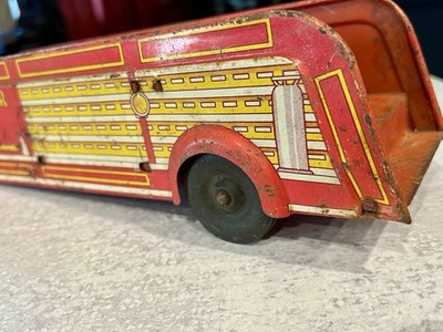 ORIGINAL HOOK & LADDER FIRE TRUCK 1 1950s Tin Toy (Trailer Only)