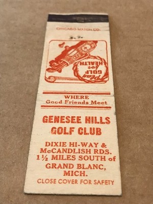 Vintage Genesee Hills Golf Club - Grand Blanc, Michigan - Matchcover, Matchbook