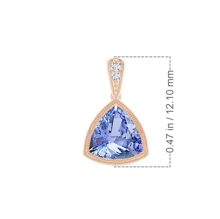 14k Solid Gold Tanzanite and Diamonds Pendant Trillion Cut 0.81 Ctw Wedding Gift - Image 4 of 4