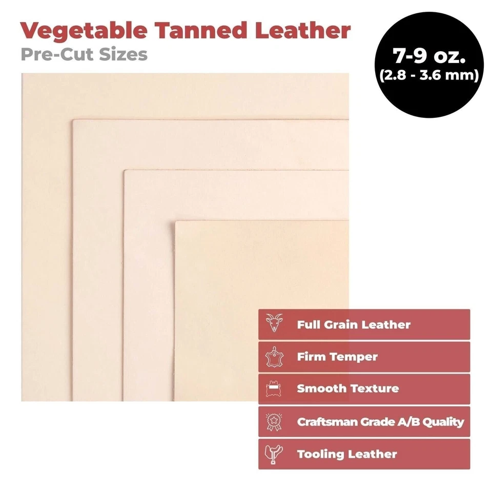 European Leather Work 7-9 oz (2.8-3.6 mm) Vegetable Tanned Pre-Cut Leather - Image 2 of 4
