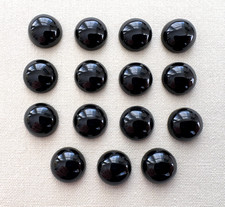 15 Black Onyx 10 mm Round Cabochon Loose Gemstones Stones NOS Vintage