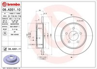 2X Bremsscheibe Hinten Brembo 08A35111 FÜR Chrysler Dodge Jeep Scheibenbremse