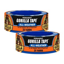 Gorilla All Weather Duct Tape, Black, 1.88 x 25 yd Pack of 2 - UV and