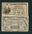 (Two Notes) $1/ 10c Us Military Payment Certificate * Currency
